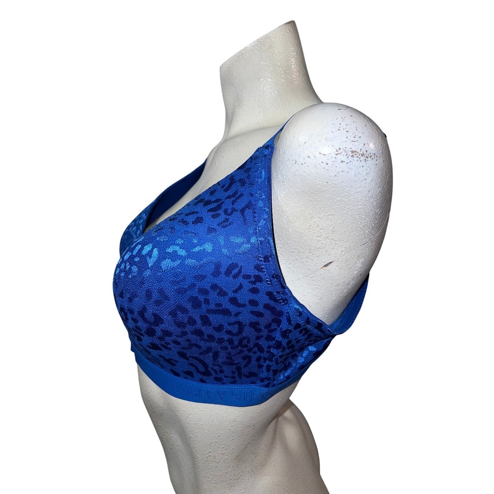 Ashley Stewart Royal Blue Leopard Print Wireless Bra 42DD BRA3789S25 Plus Size - Picture 3 of 6